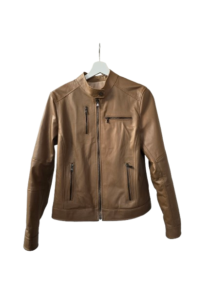 la valigia a pois Giacca Pelle Biker Nebu CAMEL