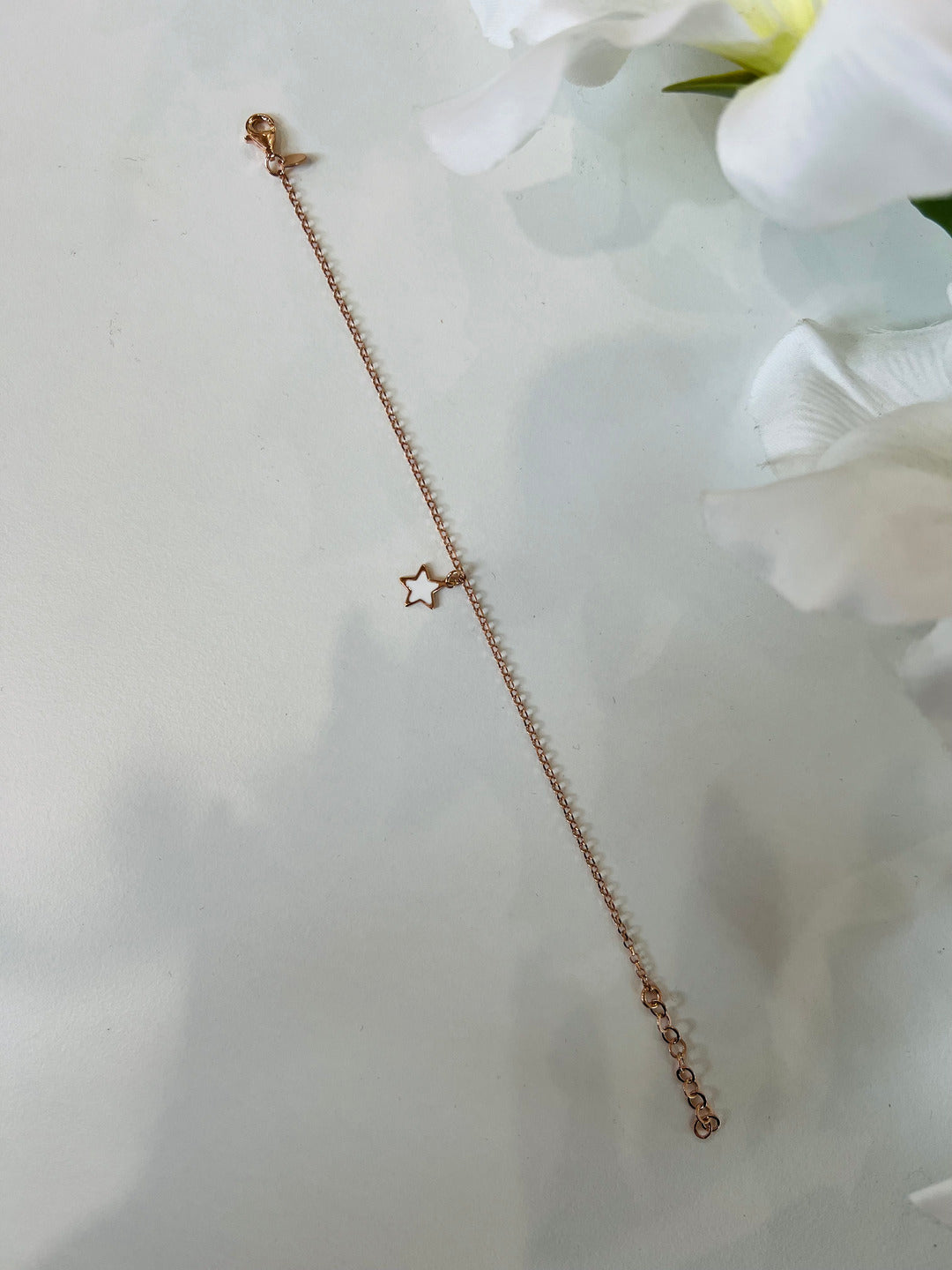 Bracciale Filo Stella Bianca argento 925 bagnato nell'oro rosa - Gioielli Argento Moda Donna Made in Italy