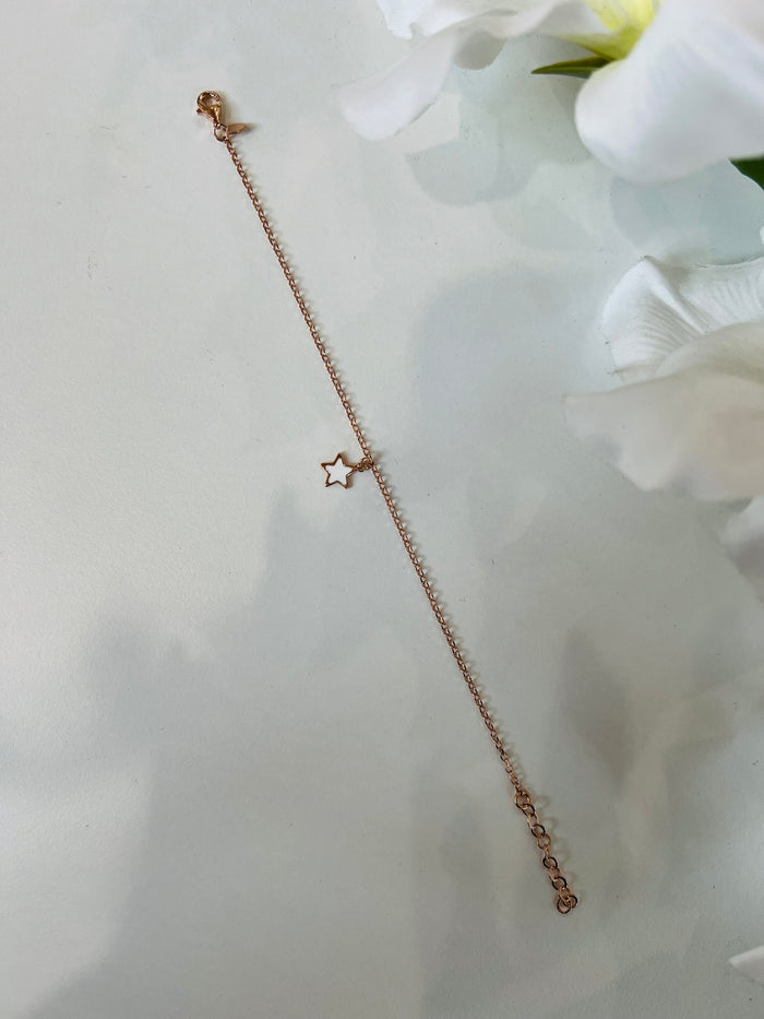Bracciale Filo Stella Bianca argento 925 bagnato nell'oro rosa - Gioielli Argento Moda Donna Made in Italy