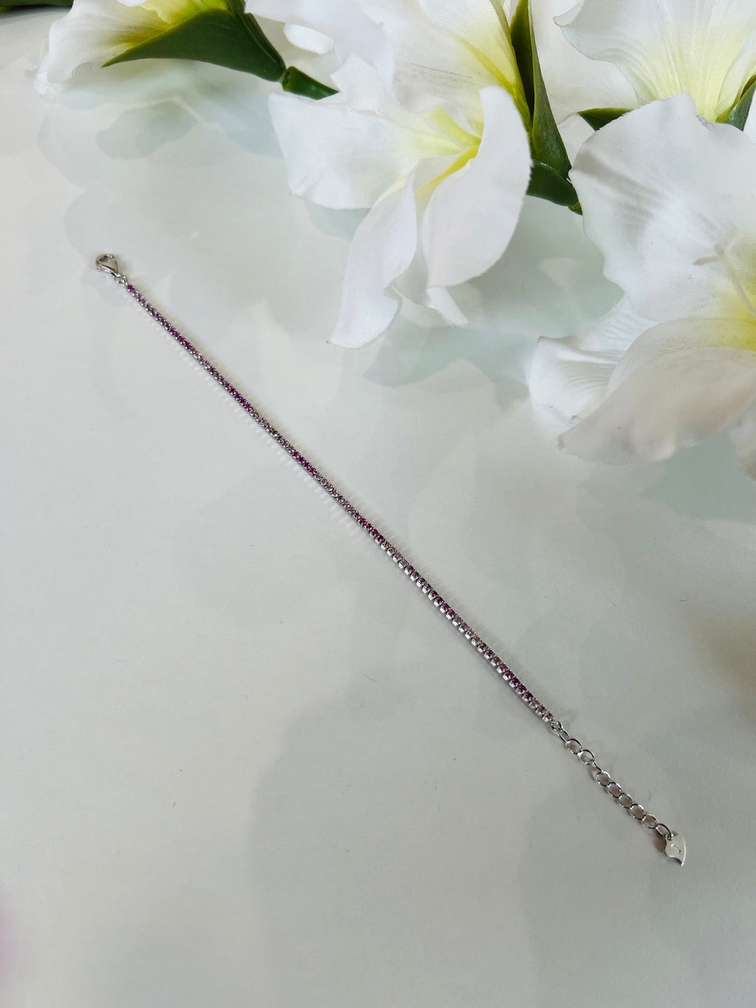 Bracciale Mini Tennis Rosa - Gioielli Argento Moda Donna Made in Italy