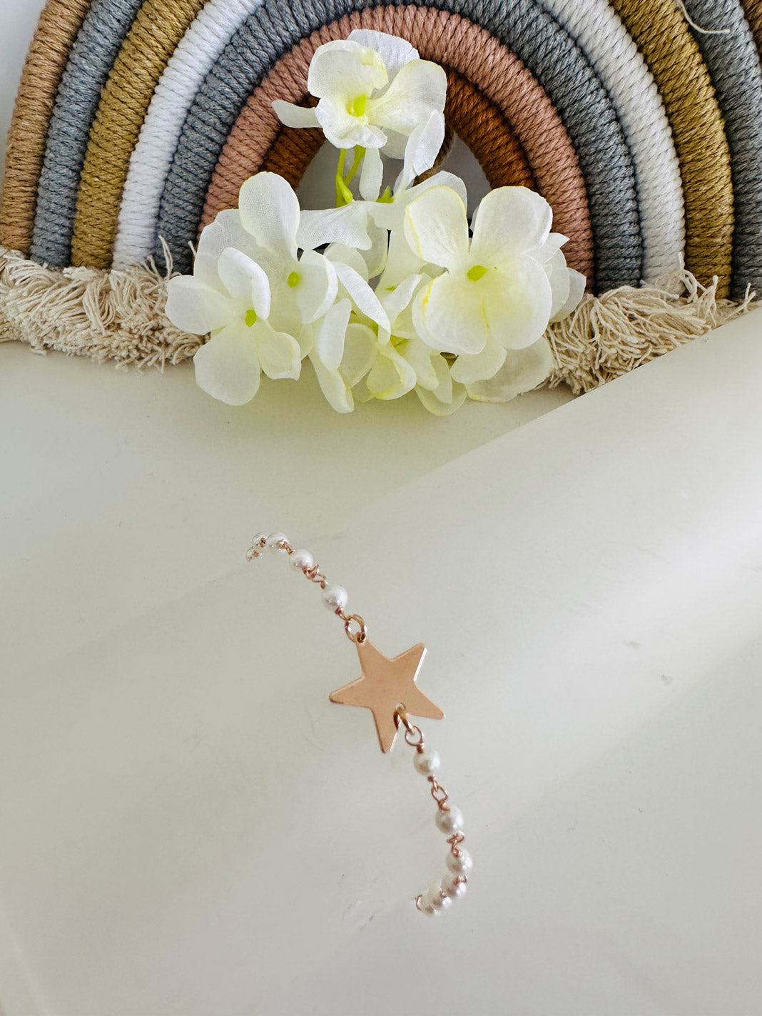 Bracciale Perle e Stella Argento 925 bagnato nell'Oro Rosa - Gioielli Argento Moda Donna Made in Italy