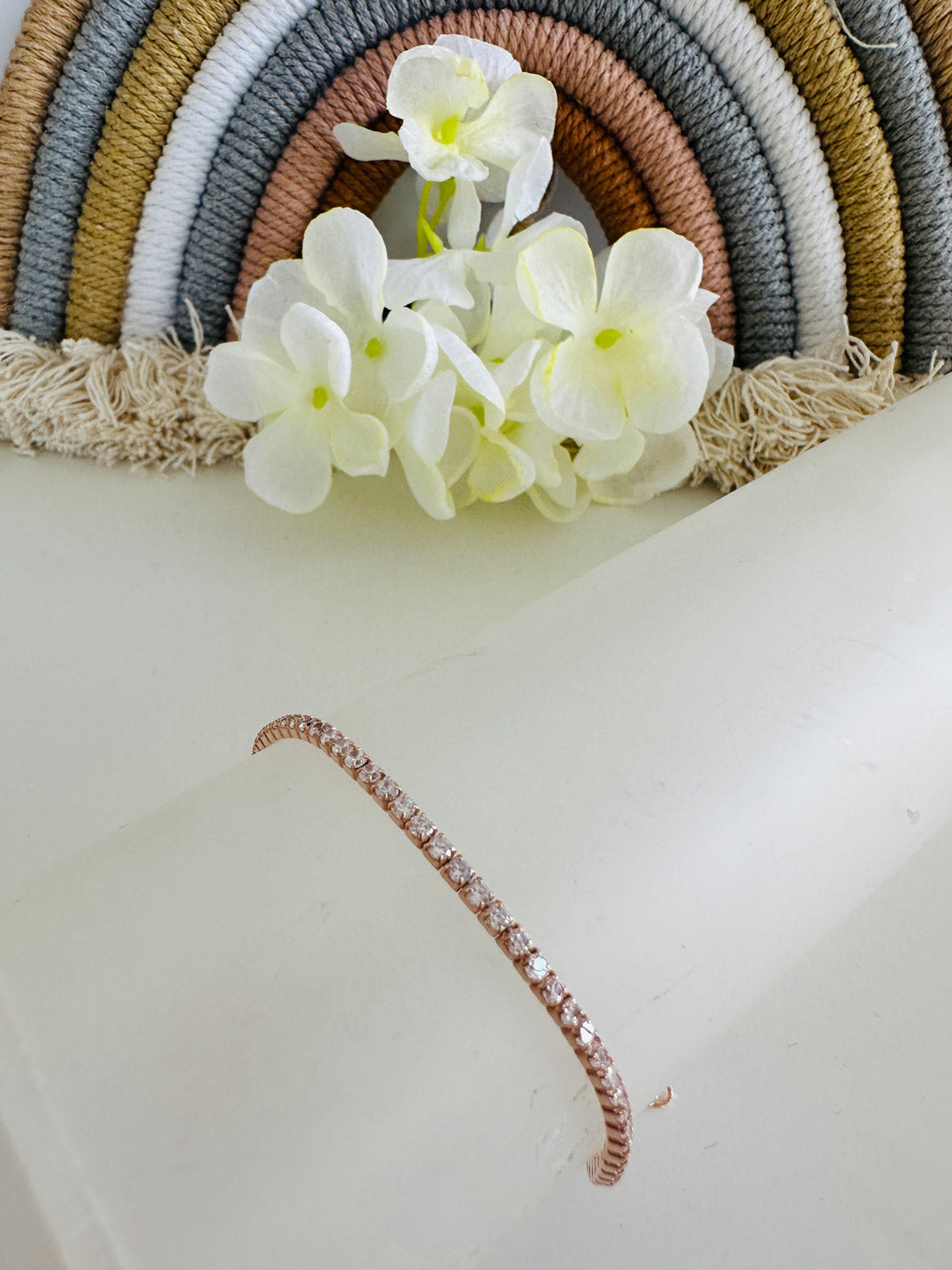 Bracciale Tennis Rosa Argento 925 bagnato nell'Oro Rosa - Gioielli Argento Moda Donna Made in Italy