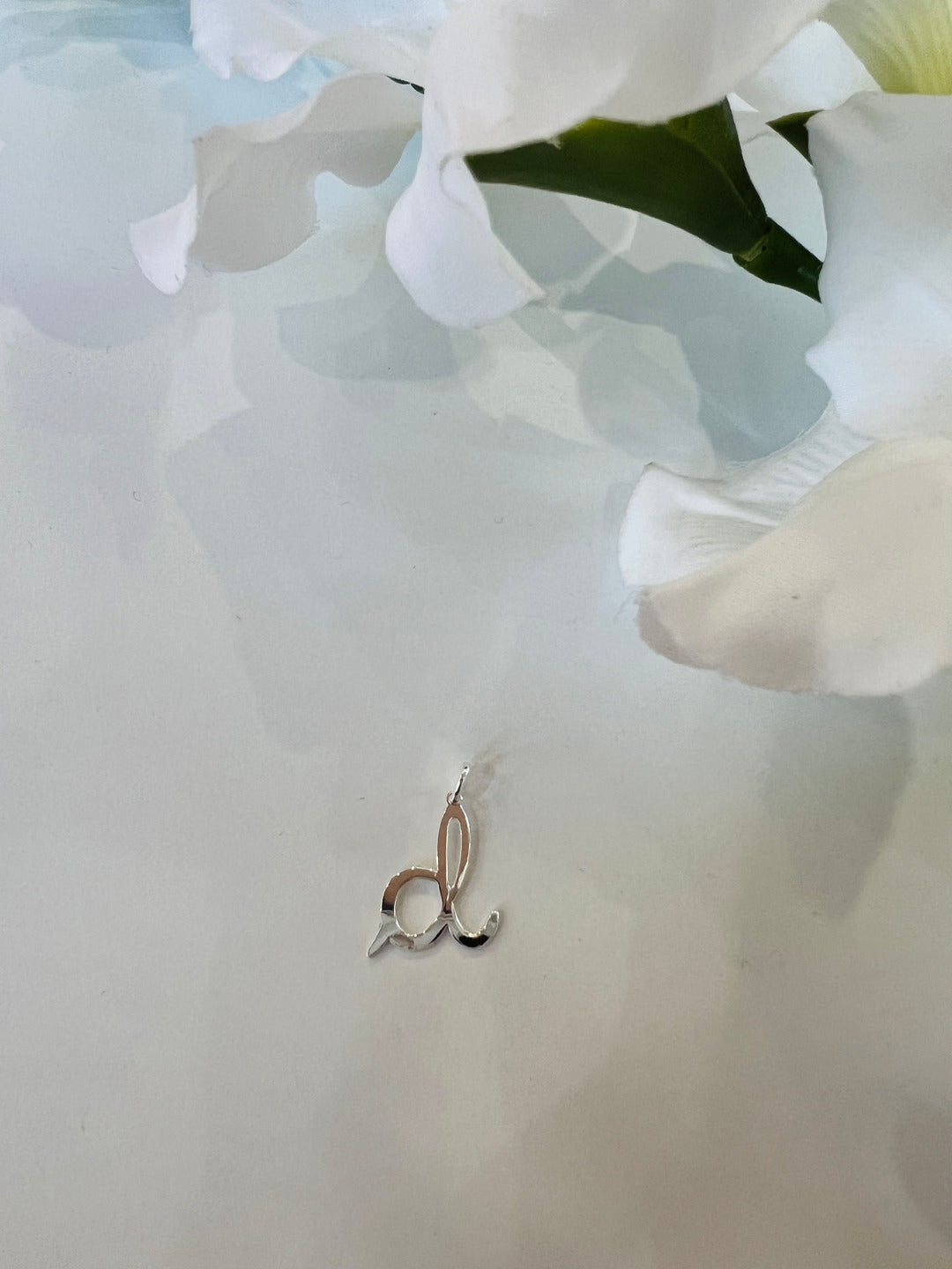 Ciondolo con lettera D in corsivo in Argento 925.