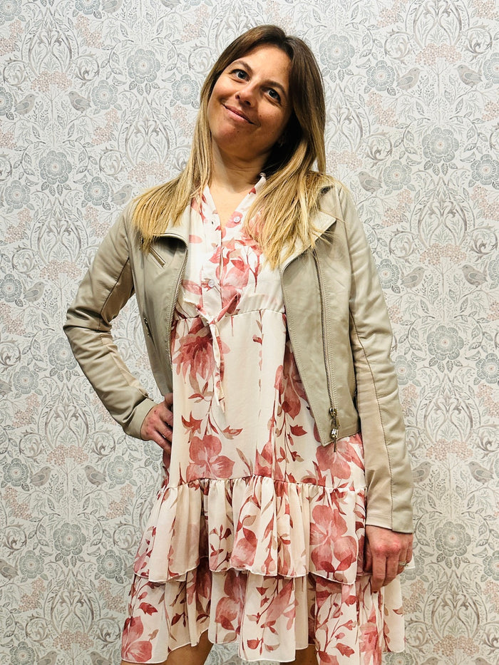 Giacca Chiodo Elastic Osni Ecru - Abbigliamento Donna Must Have