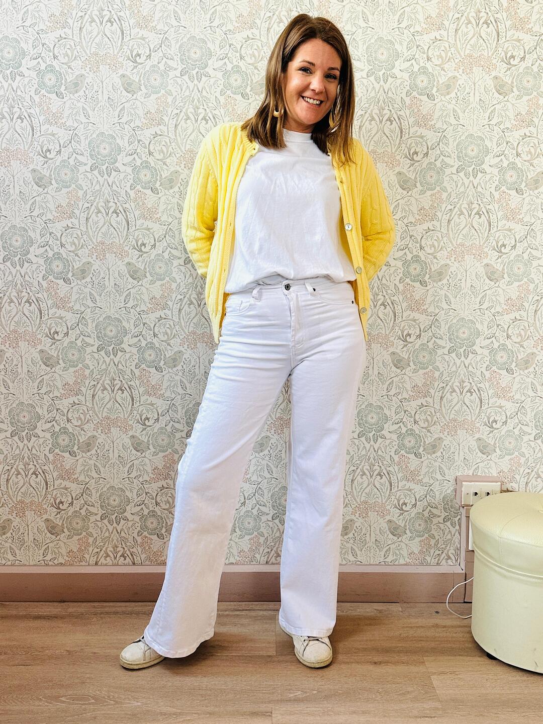 la valigia a pois Jeans 3D2297-1 White Straight