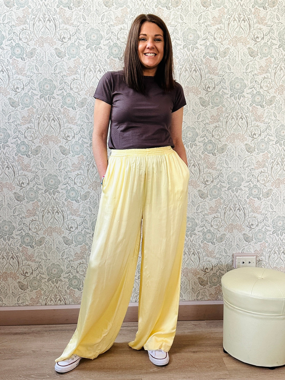 la valigia a pois Pantalone Raso