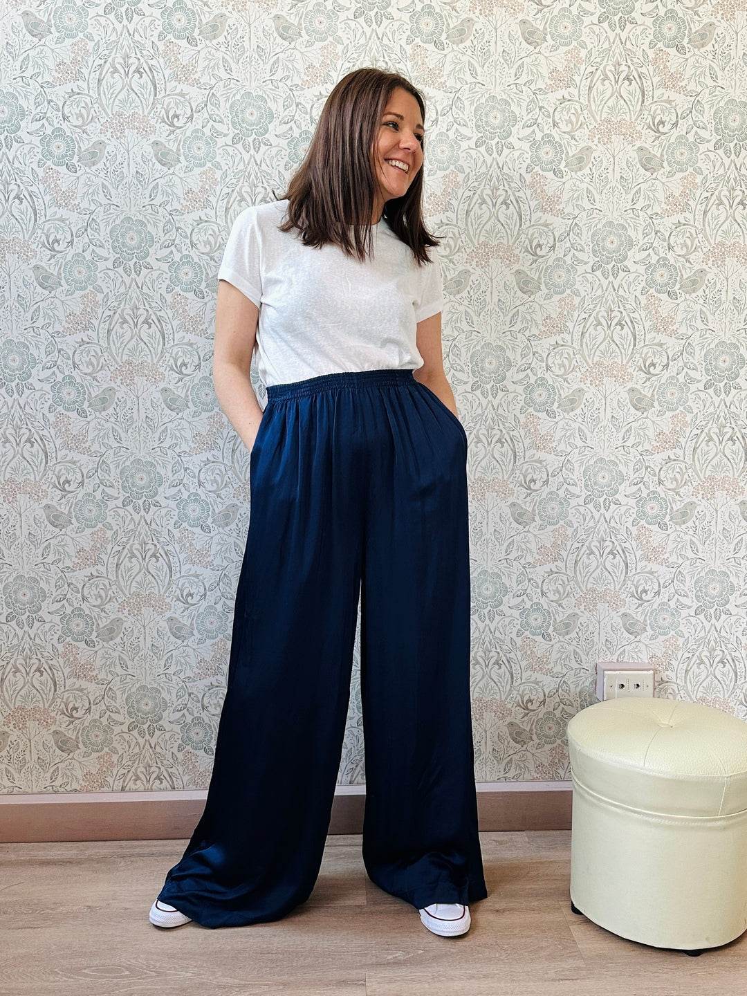 la valigia a pois Pantalone Raso