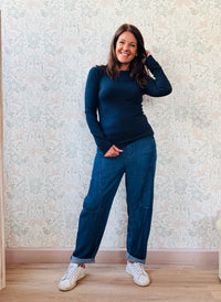 la valigia a pois Maglione Basic Scollo Tondo Slim