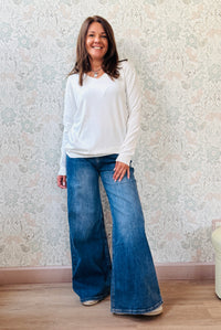 la valigia a pois Maglione Basic Scollo a V