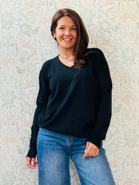 la valigia a pois Maglione Basic Scollo a V