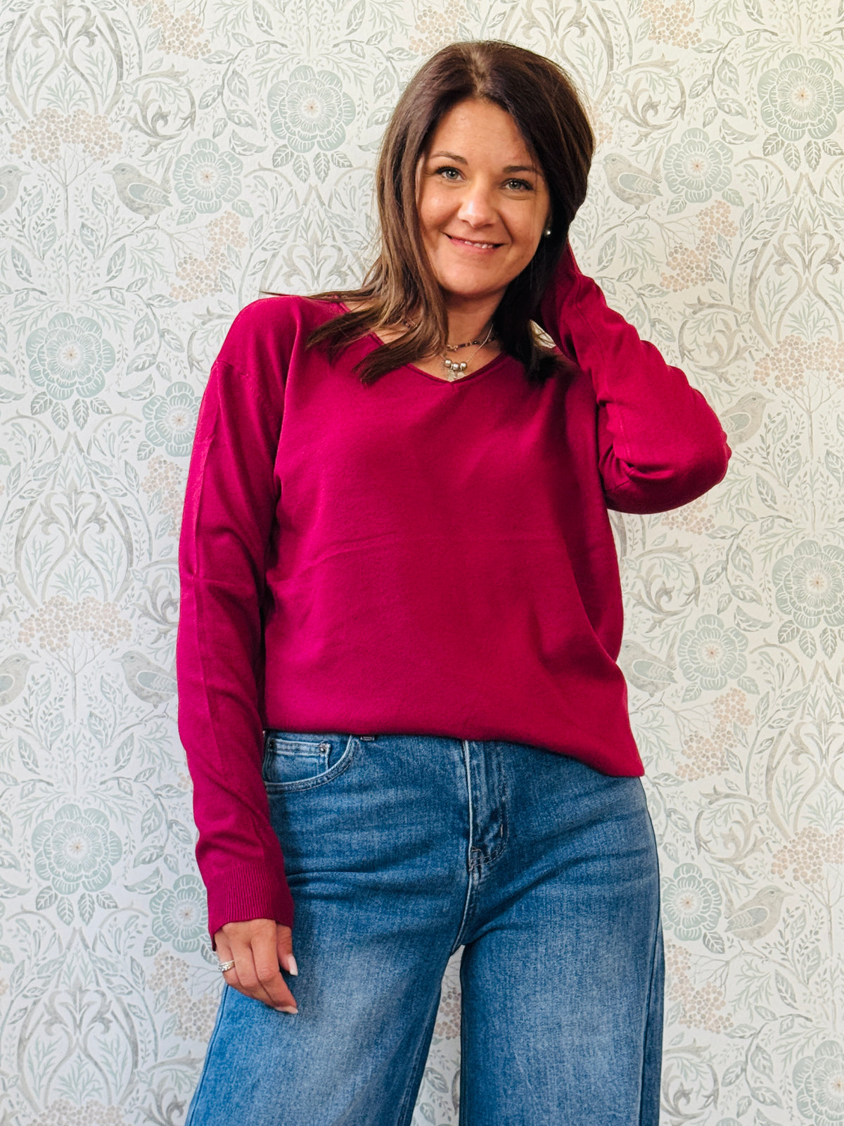 la valigia a pois Maglione Basic Scollo a V