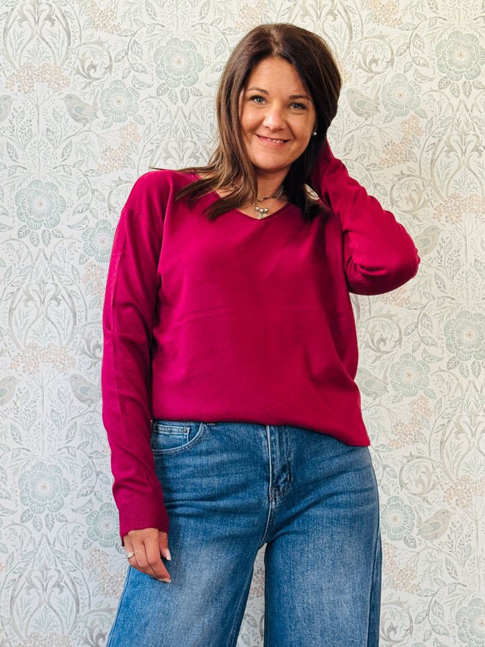 la valigia a pois Maglione Basic Scollo a V