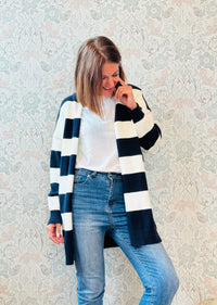 la valigia a pois cardigan lungo stripes