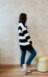 la valigia a pois cardigan lungo stripes