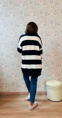 la valigia a pois cardigan lungo stripes