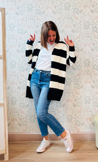 la valigia a pois cardigan lungo stripes