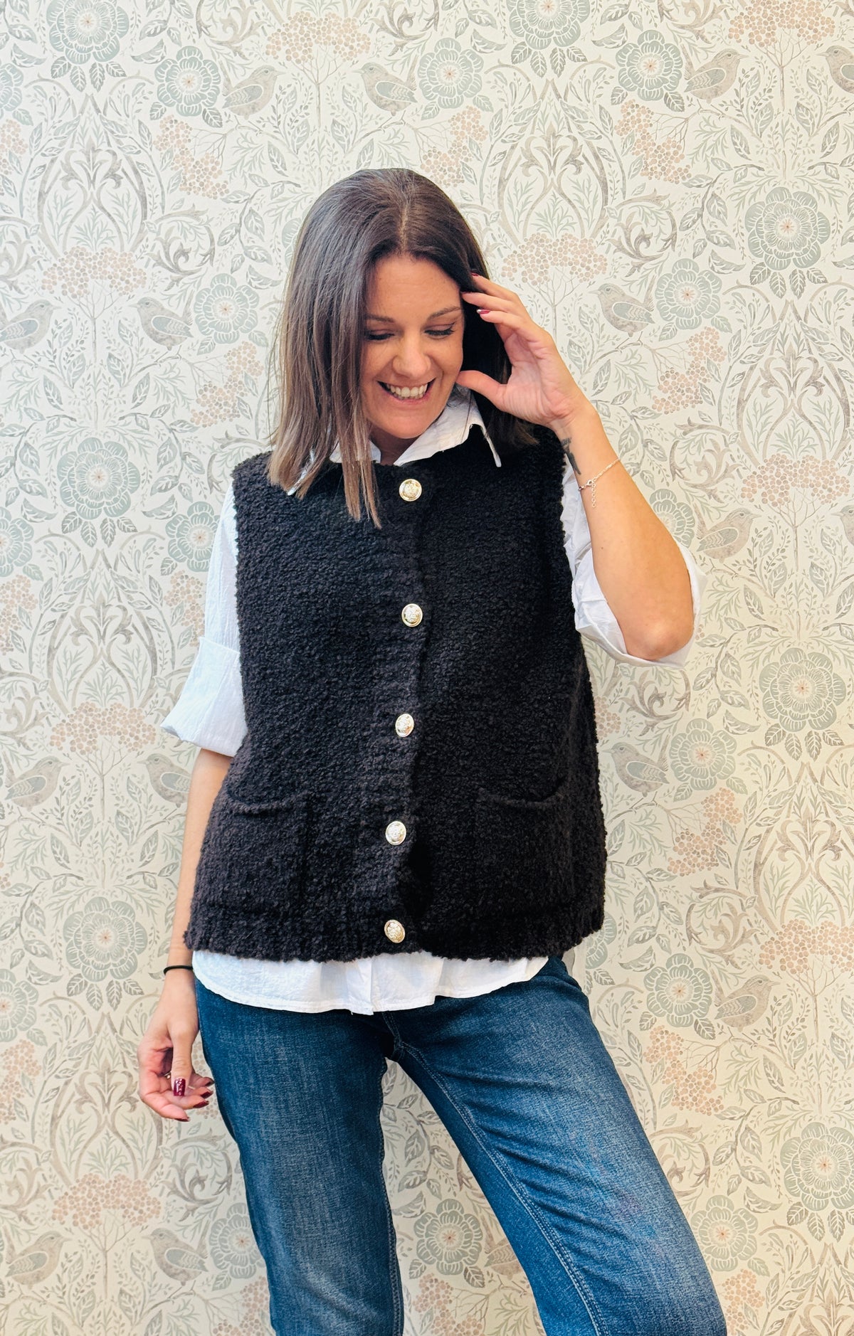 LVP cardigan senza maniche coffee