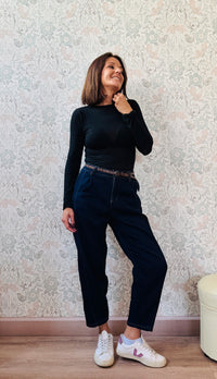 LVP T-shirt manica lunga Bodycon Barchetta Noir