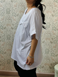 la valigia a pois T-shirt Manica Corta Fiocco Curvy