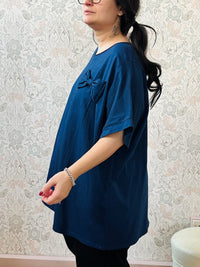 la valigia a pois T-shirt Manica Corta Fiocco Curvy