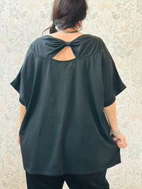 la valigia a pois T-shirt Manica Corta Fiocco Curvy