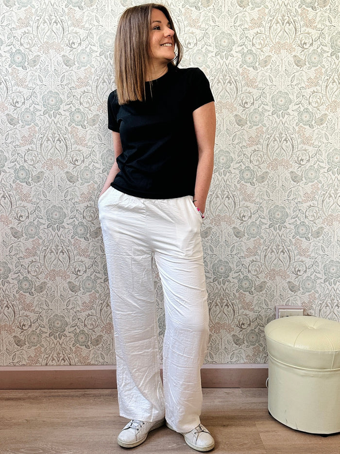 Pantalone Joggers Shiny Panna