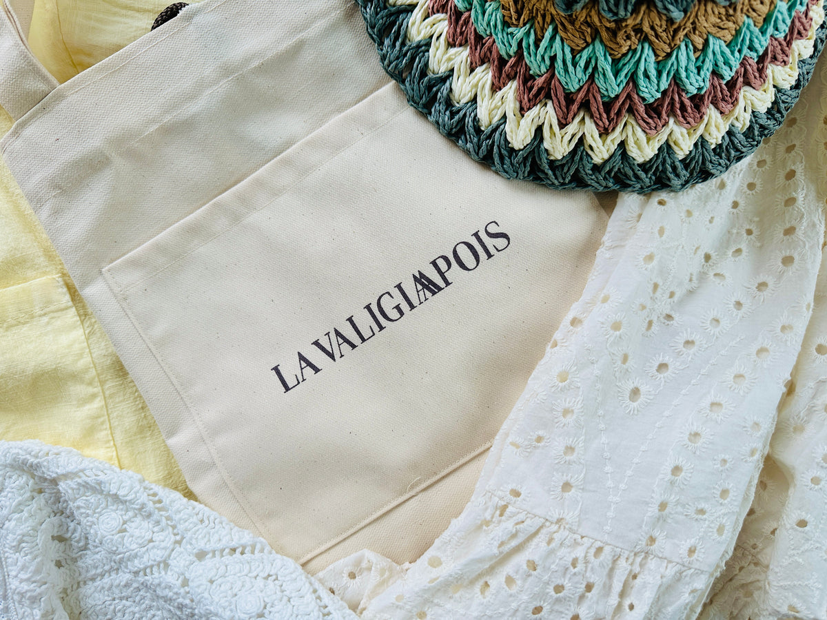 la valigia pois borsa canvas