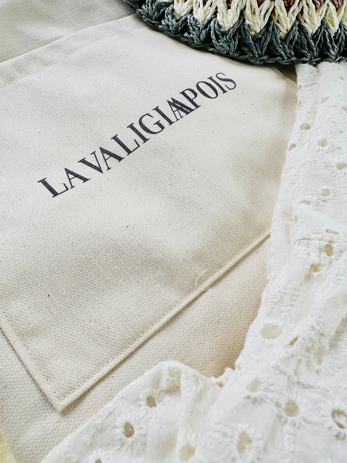 la valigia pois borsa canvas