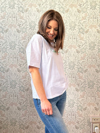 T-shirt basic con segno zodiacale ricamato: cancro