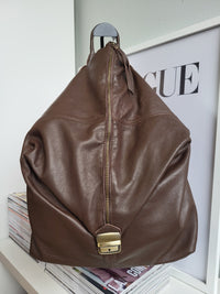 Zaino Triangolo Vera Pelle  Marrone - Accessori Unisex Made in Italy