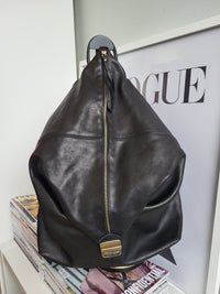 Zaino Triangolo Vera Pelle  Nero - Accessori Unisex Made in Italy