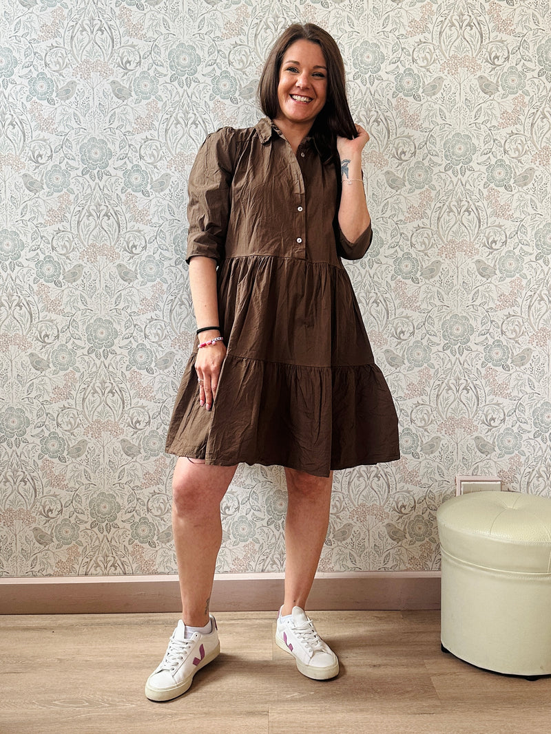 Abito Donna Chemisier Midi Caffè - Abbigliamento Must Have
