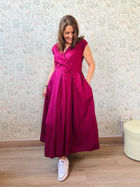 Abito Lungo Sandy Bordeaux - Abbigliamento Moda Donna Made in Italy