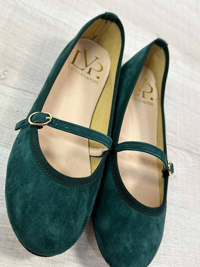 Ballerine Laccetto Camoscio Verde Artigianali e Made in Italy. 