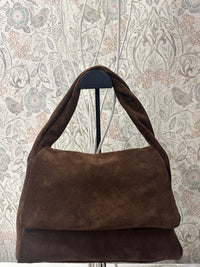 Bauletto Marrone Vera Pelle effetto Camoscio - Accessori Moda Donna Made in Italy Must Have
