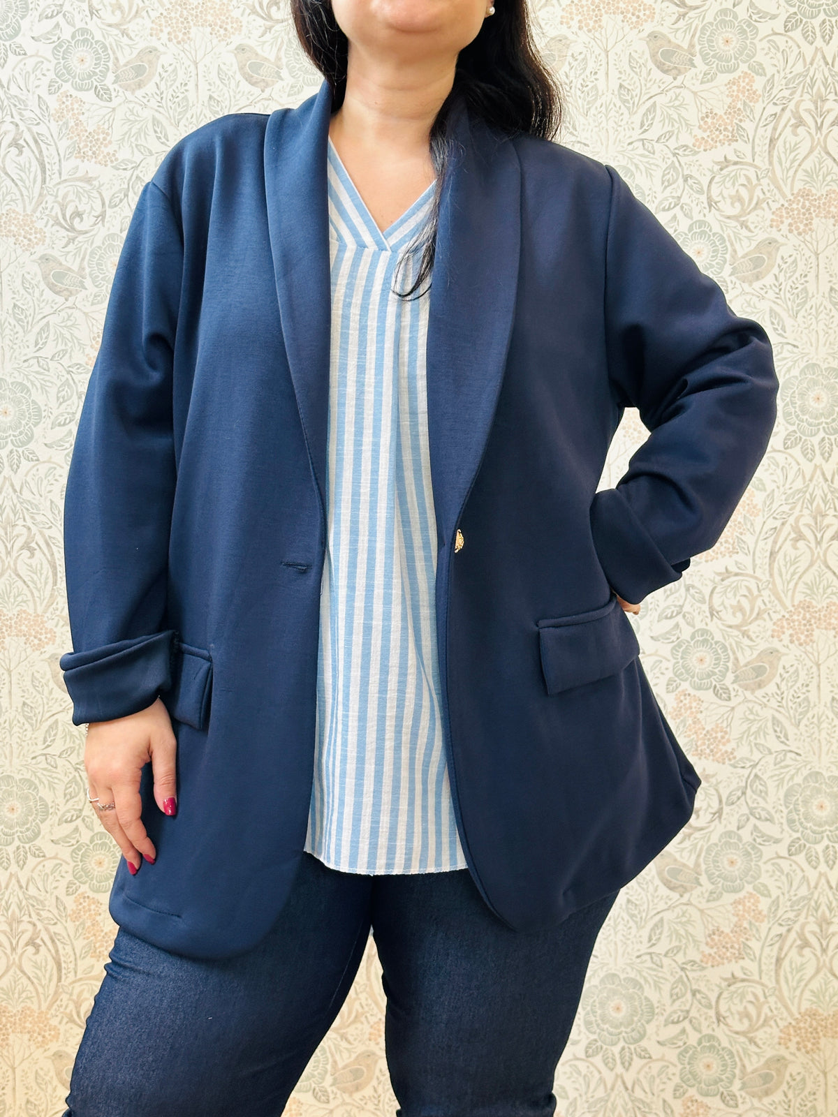 Blazer Donna Navy Curvy - Abbigliamento Moda Donna Made in Italy