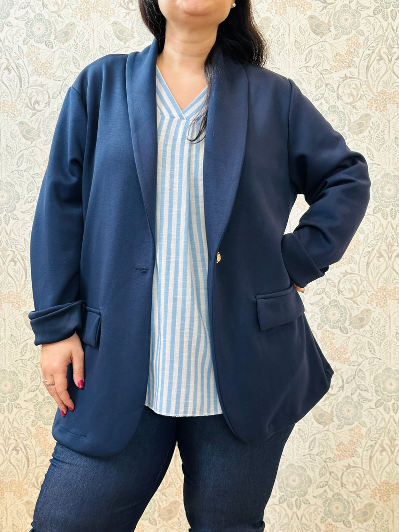 Blazer Donna Navy Curvy - Abbigliamento Moda Donna Made in Italy