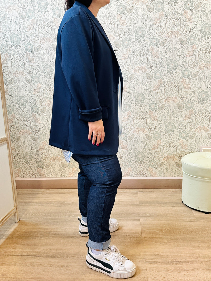 Blazer Donna Navy Curvy - Abbigliamento Moda Donna Made in Italy