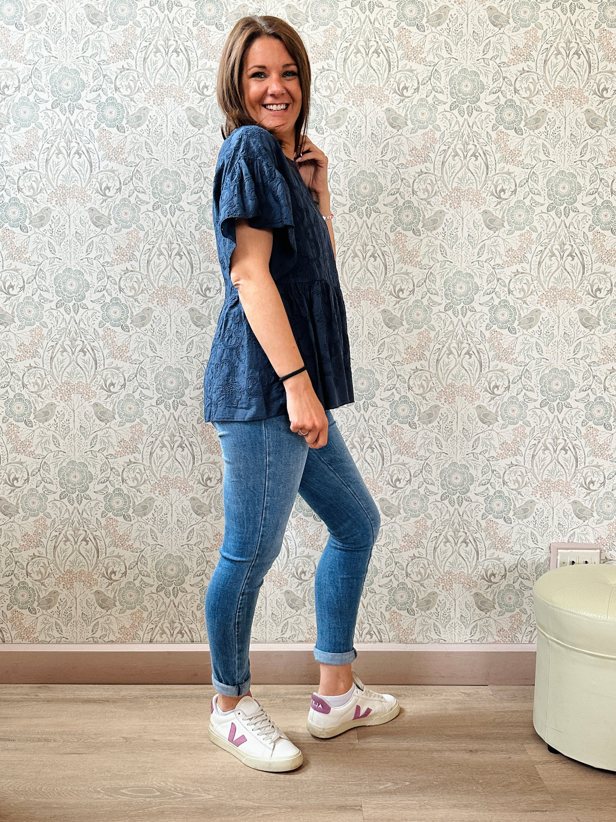 Blusa Donna Baby Blu Sangallo - Abbigliamento Moda Donna Made in Italy