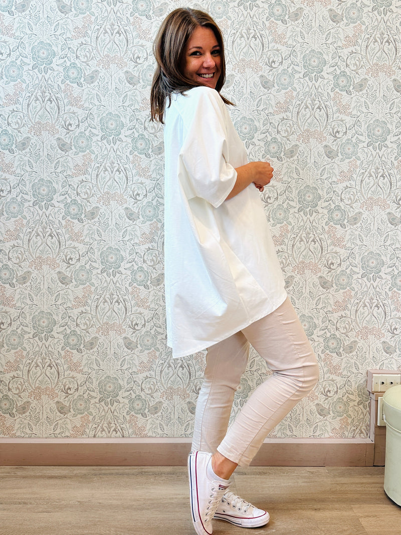 Blusa Super Over Bianco - Abbigliamento Moda Donna Made in Italy