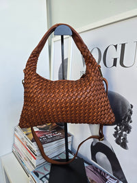 Borsa Camilla Marrone Vera Pelle Intrecciata - Accessori Moda Donna Made in Italy 