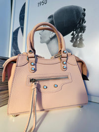 Borsa City Piccola Vera Pelle Fiorentina Rosa - Accessori Moda Donna Made in Italy 