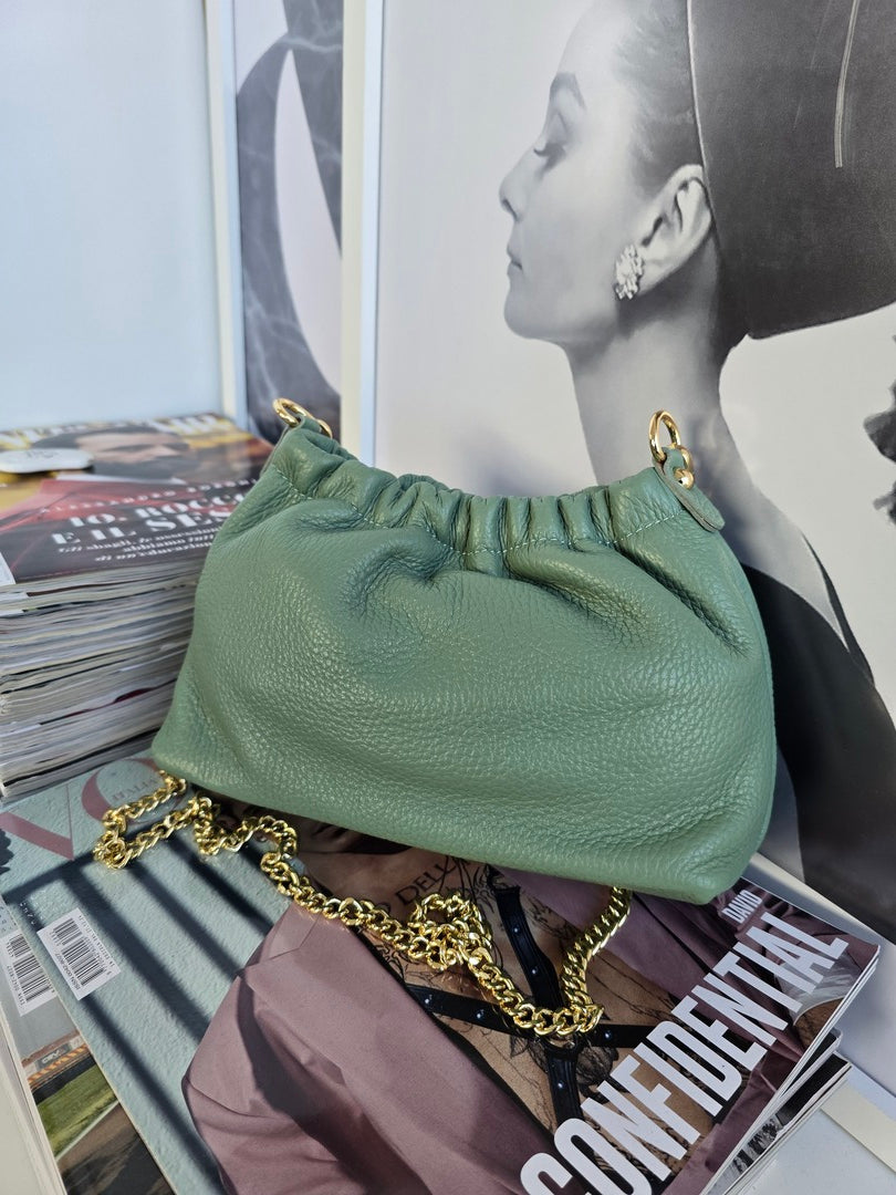 Borsa Little Bag Verde Vera Pelle - Accessori Moda Donna Made in Italy 