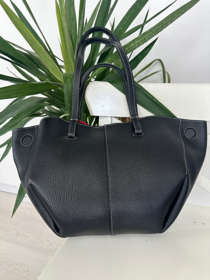 Borsa Spicchio Nera Vera Pelle Fiorentina - Accessori Moda Donna Made in Italy Must Have