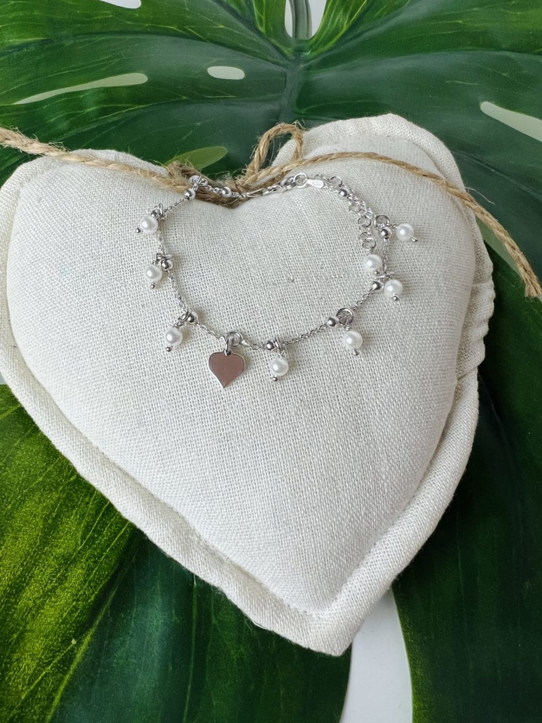 Bracciale Cuore e Perle Argento 925 - Gioielli Moda Donna Made in Italy 