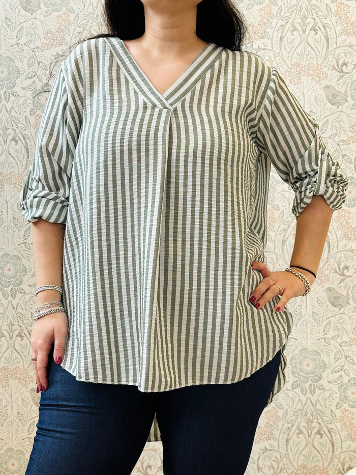 Camicia Donna Righe Curvy - Abbigliamento Made in Italy Must Have