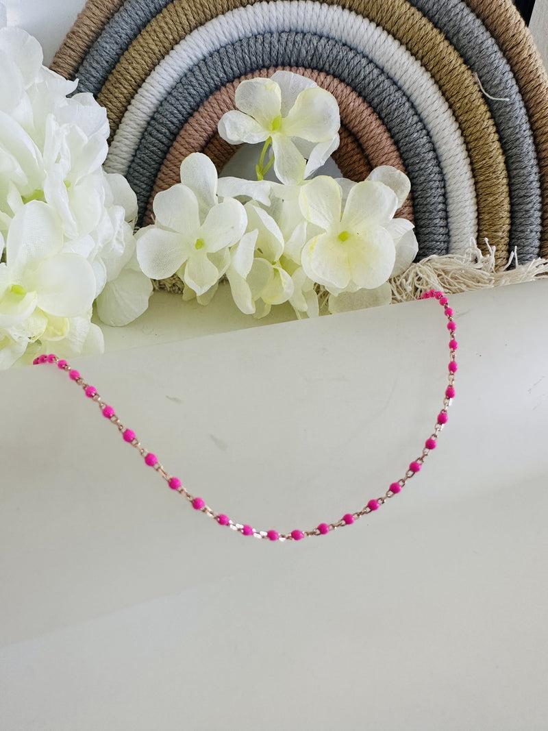 Cavigliera Sunset Perline Rosa Argento 925 bagnato in Oro Rosa - Gioielli Moda Donna Made in Italy 
