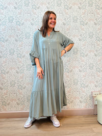 Chemisier Mirta Verde Militare - Abbigliamento Donna Made in Italy