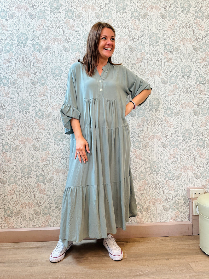 Chemisier Mirta Verde Militare - Abbigliamento Donna Made in Italy
