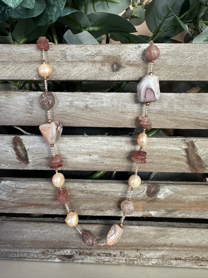 Collana Agata Rosa - Accessori Moda Donna Made in Italy Artigianali